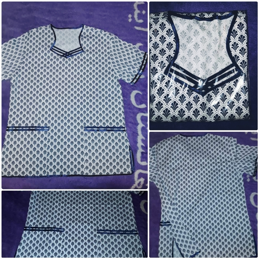 #2 Navy&White Scrub Top Small